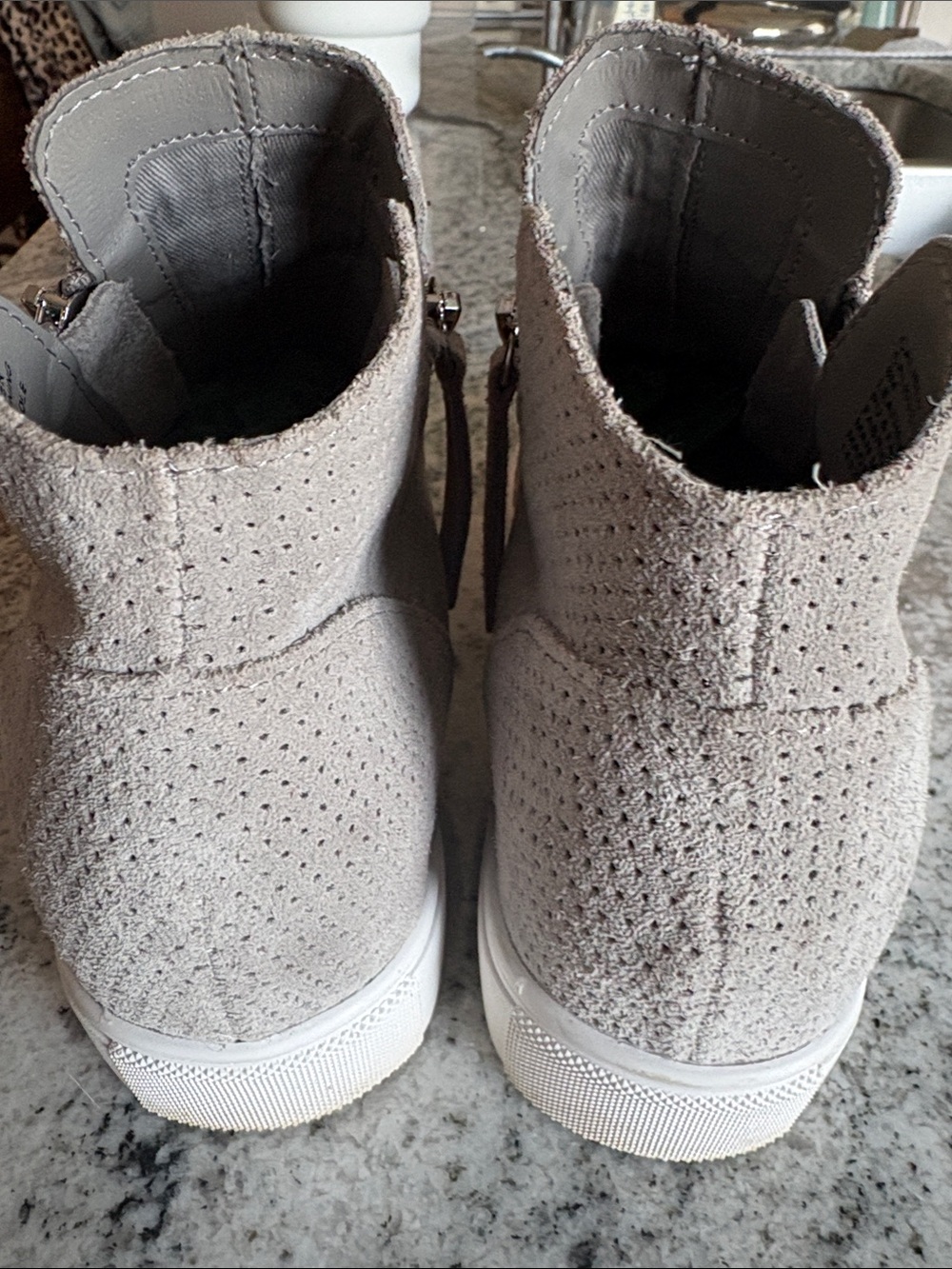 Steve Madden Perforated Zip-Accent Ankle Sneakers - Light Gray - Picture 4 of 7